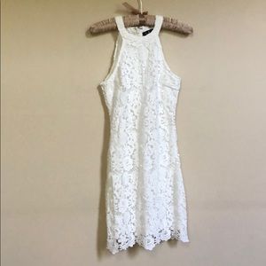 LuLus White Lace Halter Dress